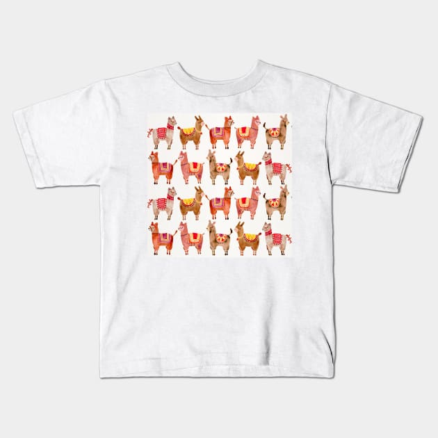 Alpacas pattern Kids T-Shirt by CatCoq